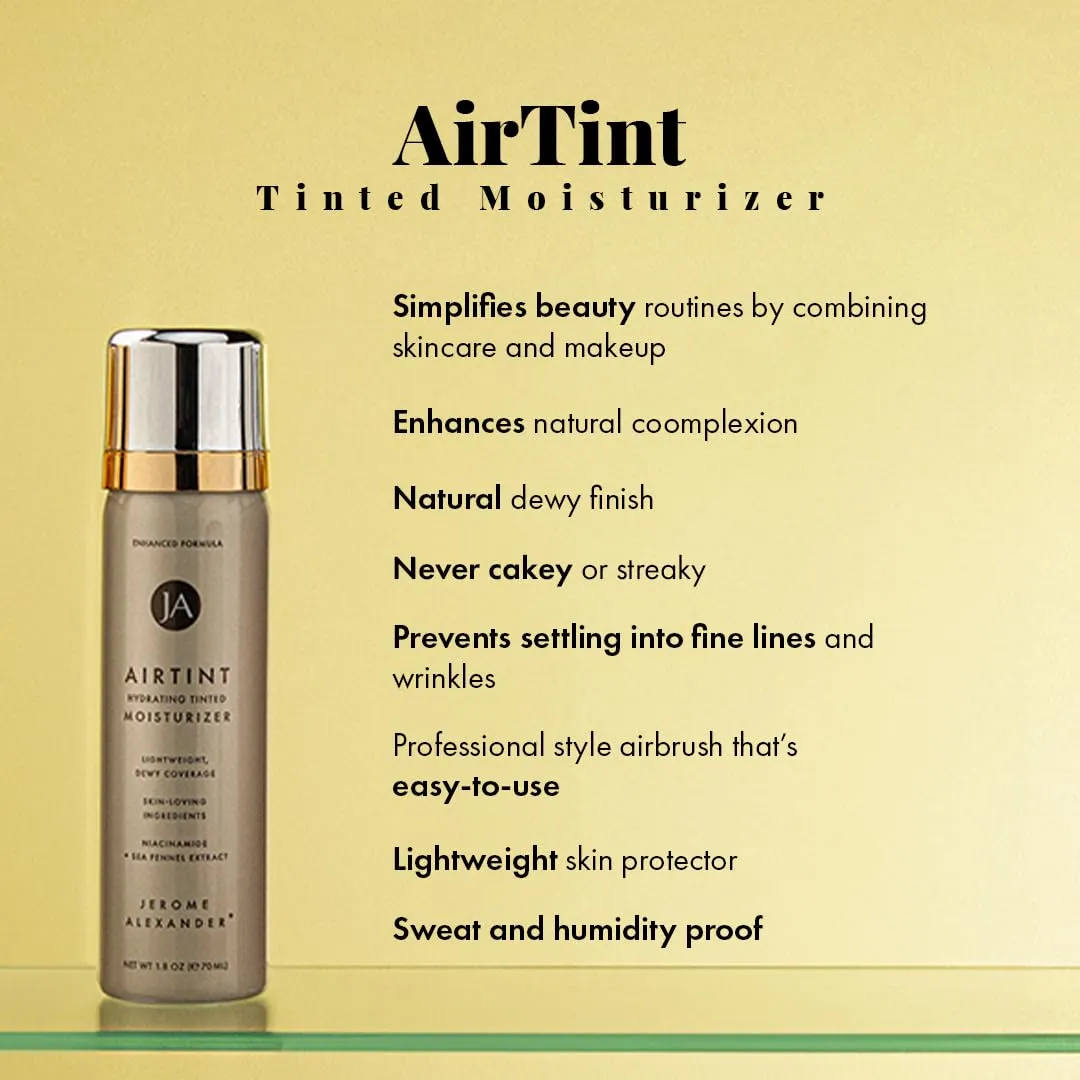 Jerome Alexander MagicMinerals AirTint Tinted Moisturizer AirBrush Spray Light Shade | Tinted Moisturizer Spray with Anti-Aging Ingredients | Cognac
