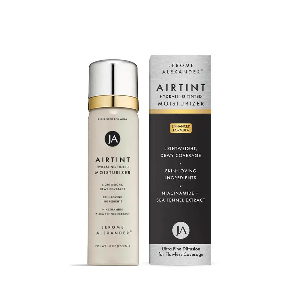 Jerome Alexander MagicMinerals AirTint Tinted Moisturizer AirBrush Spray Light Shade | Tinted Moisturizer Spray with Anti-Aging Ingredients | Cognac