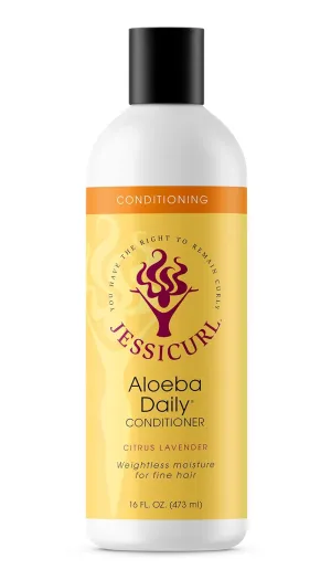 Jessicurl, Aloeba Daily Conditioner for Curly Hair, Citrus Lavender, 16 Fl oz. Leave in Conditioner and Hair Detangler for Fine Hair