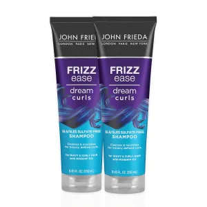 John Frieda Anti Frizz, Frizz Ease Dream Curls Shampoo, SLS/SLES Sulfate Free Shampoo for Curly Hair, Helps Control Frizz, with Curl Enhancing Technology, 8.45 Fl Oz, Pack of 2