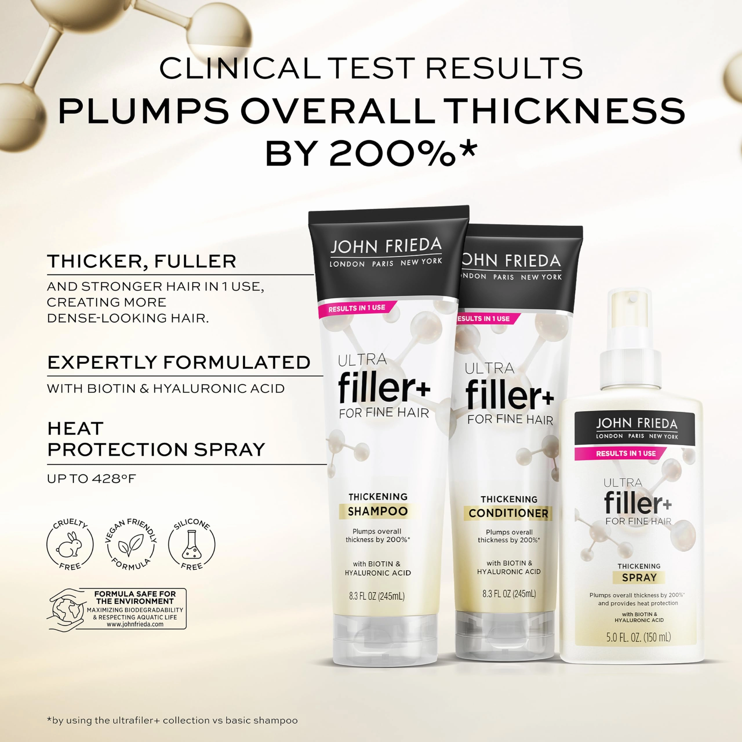John Frieda ULTRAfiller  Thickening Shampoo and Conditioner for Fine Hair, 8.3 Oz each   ULTRAfiller  Thickening Spray, 5 Oz