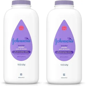 Johnson's Lavender Baby Powder with Naturally Derived Cornstarch, Hypoallergenic and Paraben Free, 15 oz (Pack of 2)