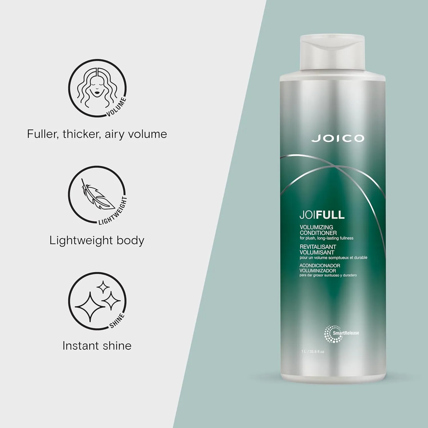 Joico JoiFULL Volumizing Conditioner | For Fine, Thin Hair | Add Instant Body | Long-Lasting Fullness | For Thicker Bouncier Hair | Boost Shine | With Lotus Flower & Bamboo Extract