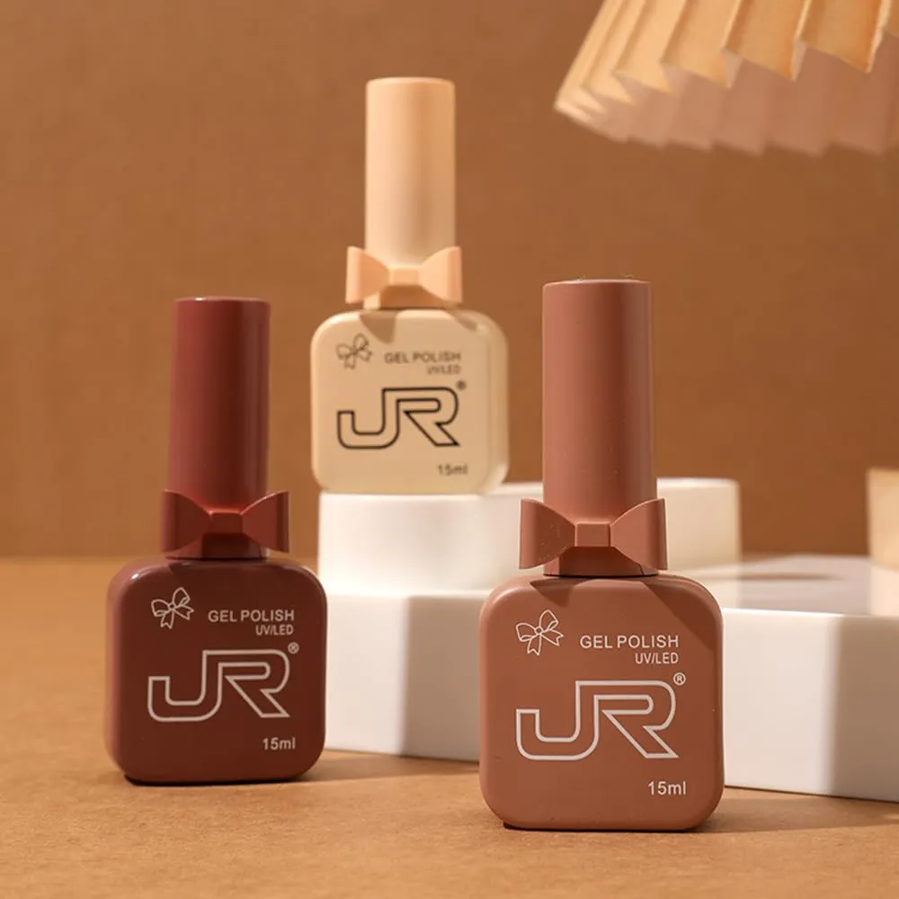 JR 9pcs 15ml Gel Nail Polish Set Brown Earth Red Pink Gel Polish Kit UV Soak Off Polish Nail Art Manicure Salon Home DIY Gift C