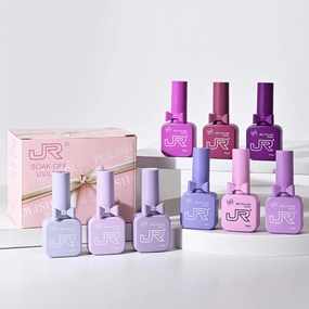 JR 9pcs 15ml gel nail polish set Including Red Pink Nude Gel Polish Kit UV LED Soak Off Polish Home DIY Gift H