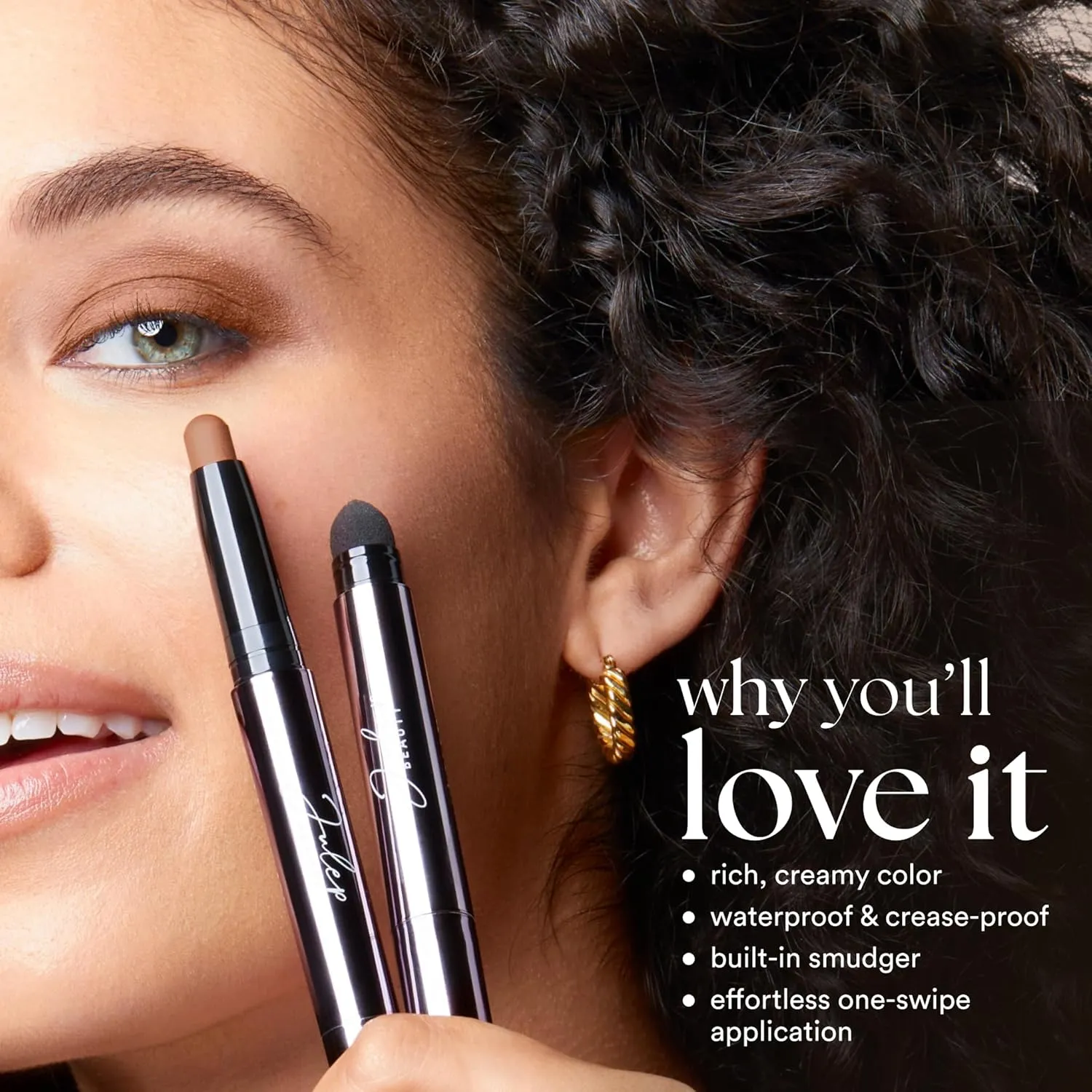 Julep Eyeshadow 101 Cream-to-Powder Waterproof Shadow Stick – Champagne Shimmer – Long-Lasting, Crease-Proof, Medium Golden-Beige Shimmer Cream Eyeshadow with Built-in Smudger