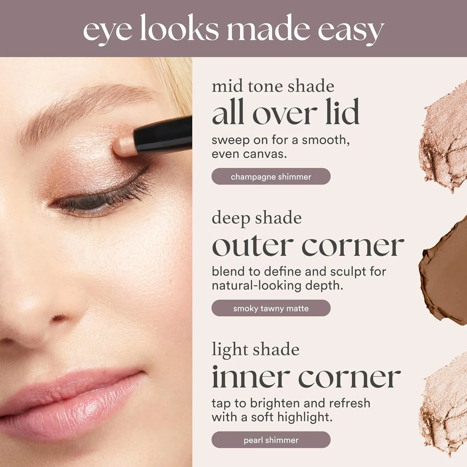 Julep Eyeshadow 101 Cream-to-Powder Waterproof Shadow Stick – Champagne Shimmer – Long-Lasting, Crease-Proof, Medium Golden-Beige Shimmer Cream Eyeshadow with Built-in Smudger