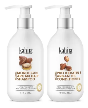 Kahira Natural PRO Keratin & Moroccan Argan oil Hair Shampoo   Conditioner Make Hair Smooth & Helps Repairing Hair damage��(2 Items in the set)