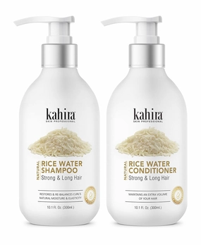 Kahira Natural Rice Water Shampoo   Conditioner Strong & Long Hair Restore & Re-Balances Curl's Natural Moisture & Elasticity (2 Items in the set)