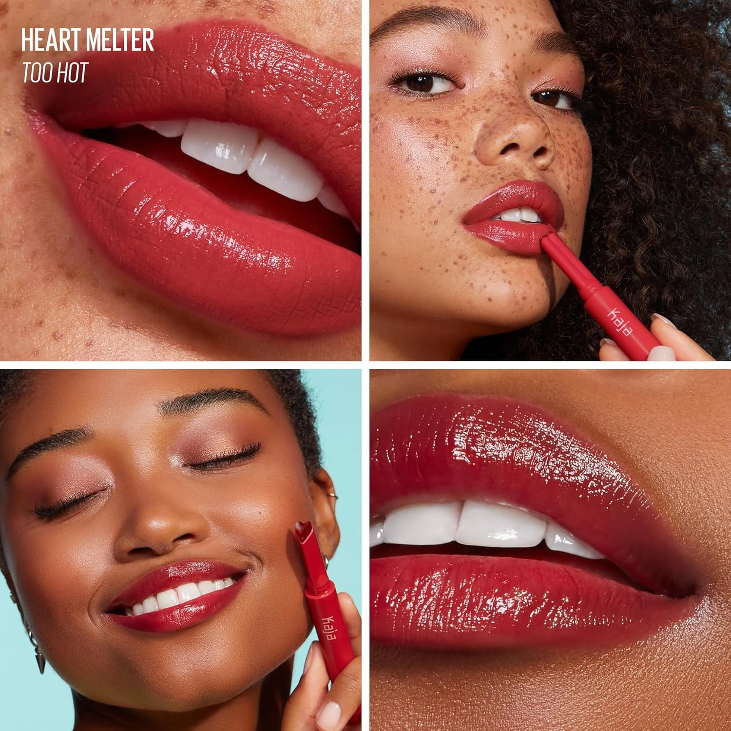 Kaja Lip Gloss - Heart Melter | High-shine, Glossy Finish, Flirty Cherry Red, Moisturize, 01 Too Hot, 0.04 Oz