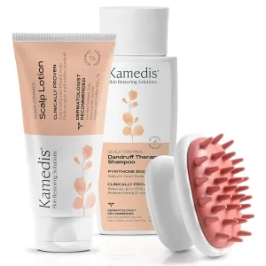 KAMEDIS Anti-Dandruff Therapy Shampoo, Botanical Moisturizer Over-Night Scalp Lotion & Scalp Massager Brush. Head Treatment for Dandruff, Itchy, Flaky, Seborrheic Dermatitis and Sensitive Scalp
