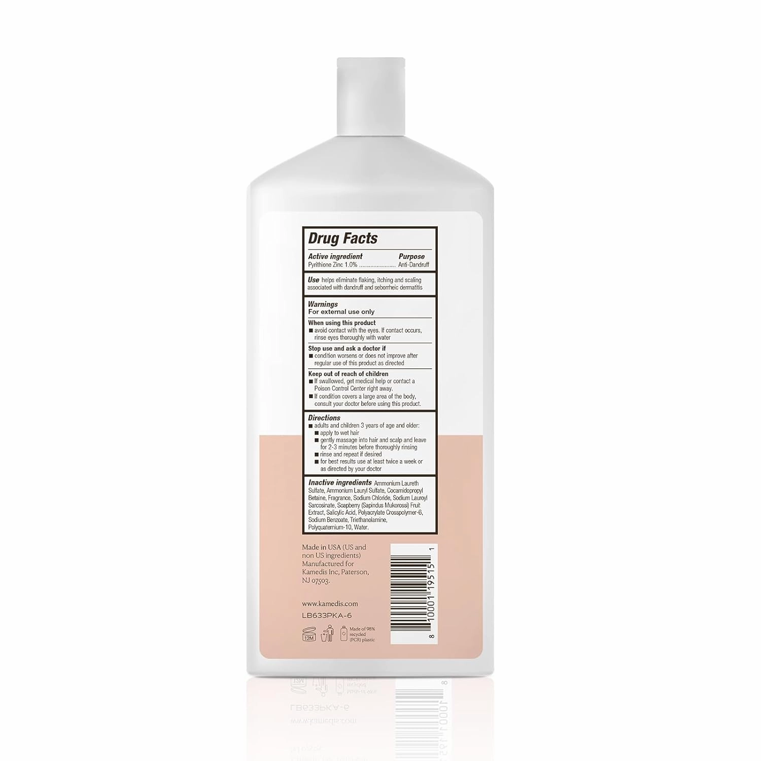 KAMEDIS Anti-Dandruff Therapy Shampoo. For Itchy, Flaky, Sensitive Scalp and Seborrheic Dermatitis. Contains 1% Zinc Pyrithione and Salicylic Acid. Hair & Head Remedy. Paraben Free. 16.9 Fl Oz.