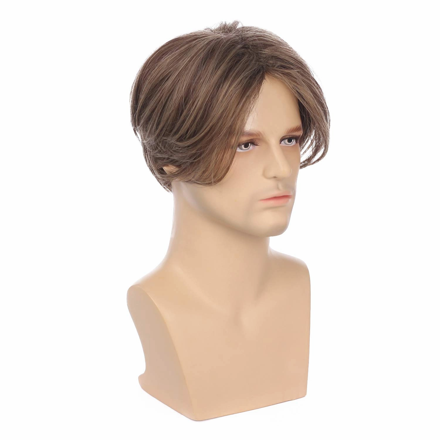 Kaneles Mens Brown Wig Short Straight Men Wigs Synthetic Wig Realistic Natural Middle Part Wigs for Men (Brown)