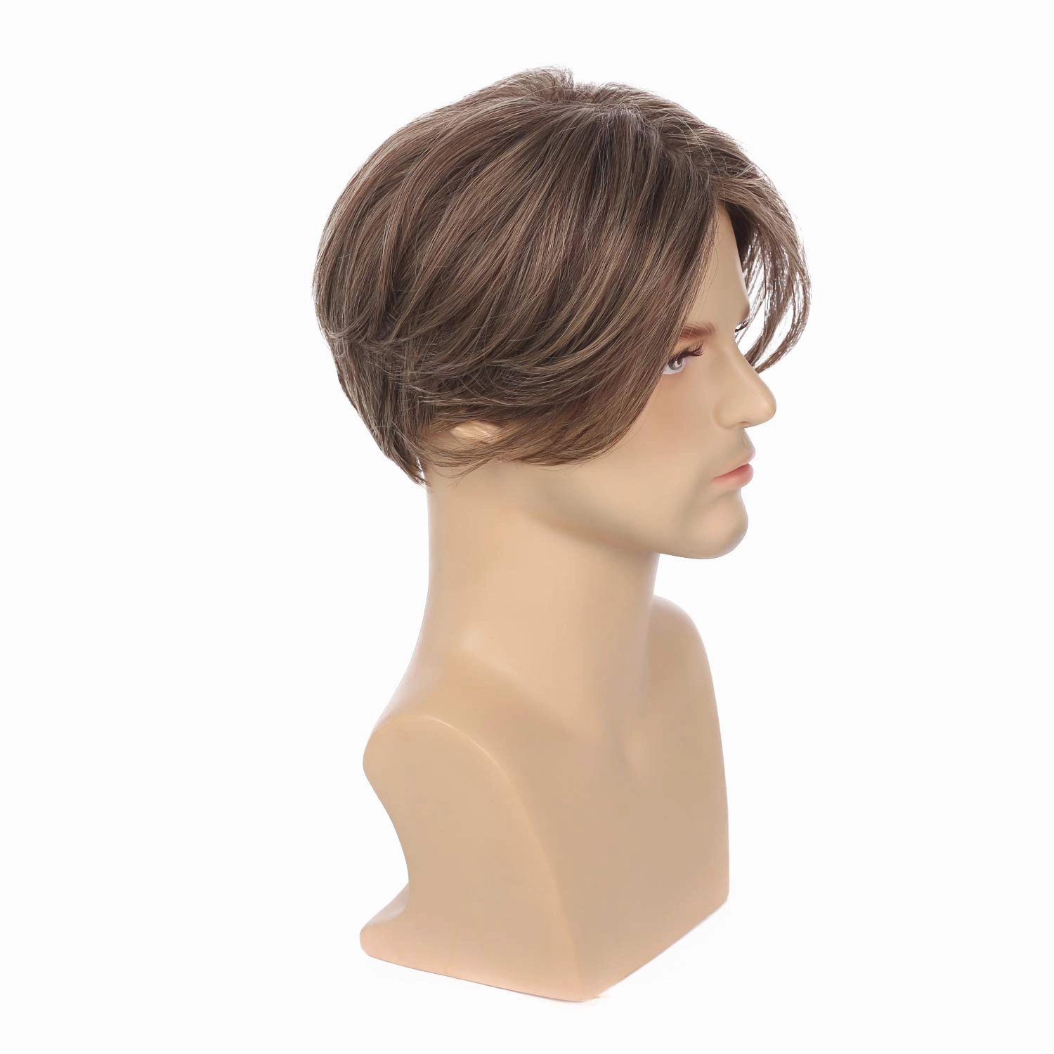 Kaneles Mens Brown Wig Short Straight Men Wigs Synthetic Wig Realistic Natural Middle Part Wigs for Men (Brown)
