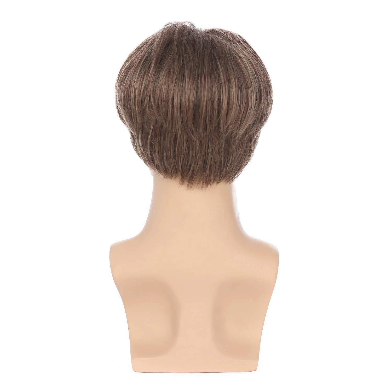 Kaneles Mens Brown Wig Short Straight Men Wigs Synthetic Wig Realistic Natural Middle Part Wigs for Men (Brown)