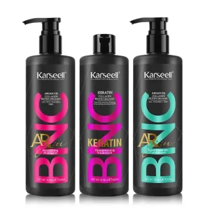 Karseell Keratin Straightening Treatment with Organic Biotin Shampoo, Collagen Detangle Conditioner, Relax and Repair Dry Damaged Hair, BNC Professional Results (50.7 fl oz), Black