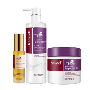 Karseell Purple Toning Hair Treatment Deep Repair Set, Shampoo and Hair Mask Oil Set for Blonde, Bleached, Silver, or Brown Highlighted Hair, Neutralizes Brassy Yellow Orange Tones