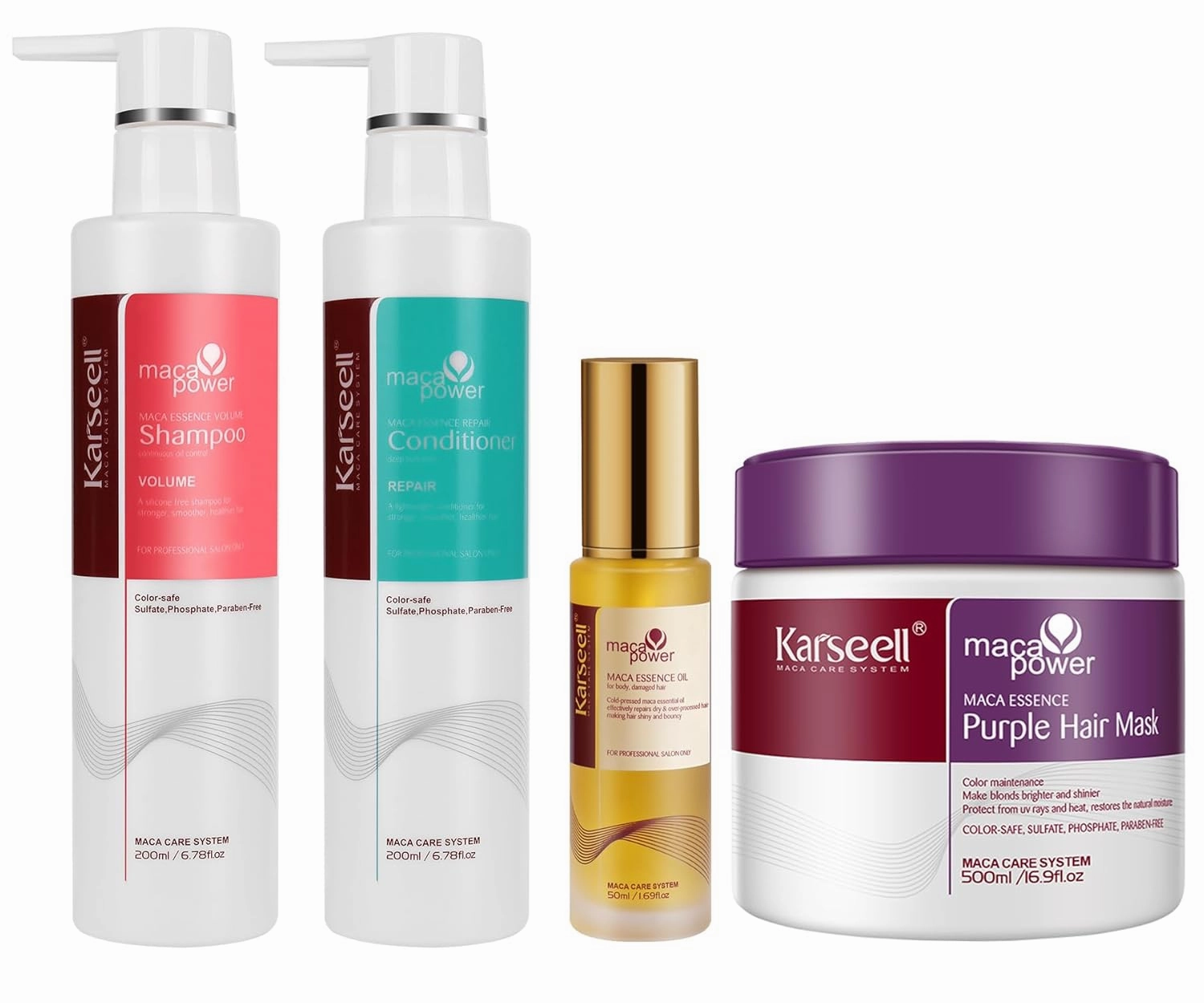 Karseell Volume Shampoo and Conditioner Set with Argan Oil Purple Hair Mask Treatment(4 item)