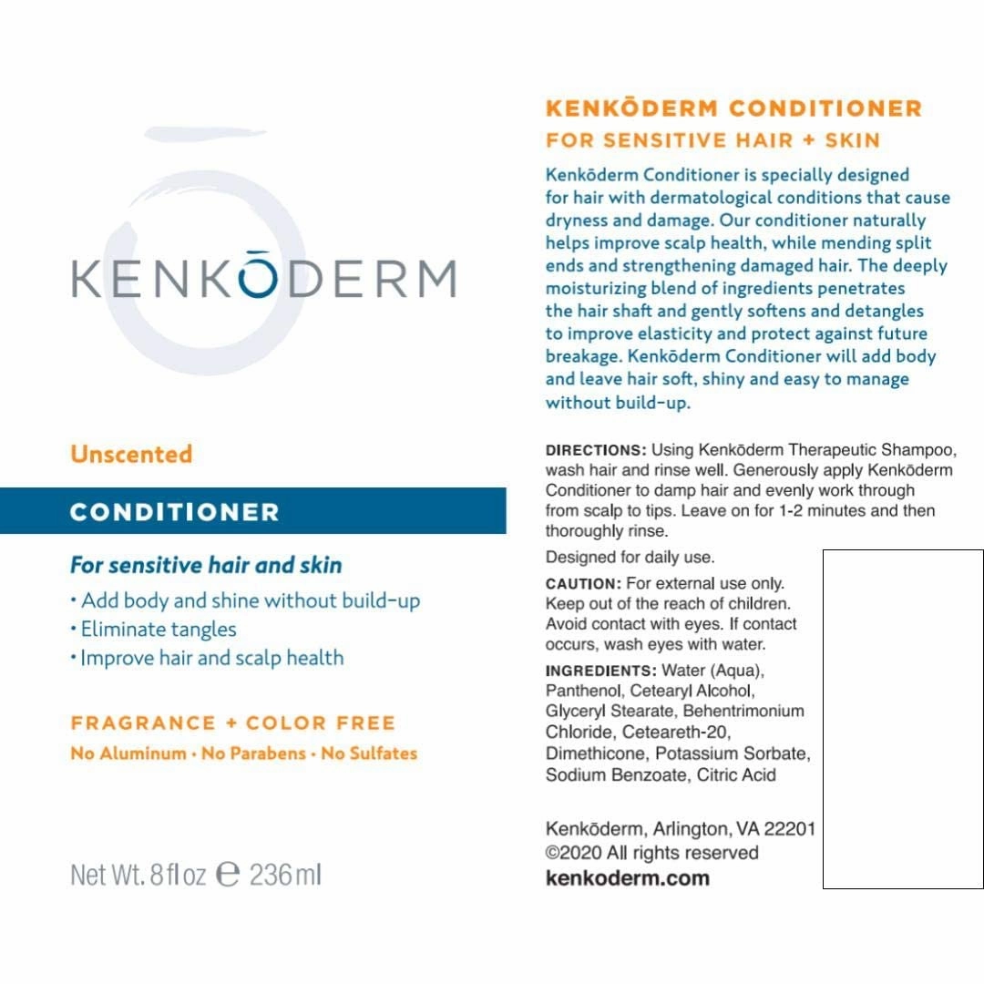 Kenkoderm Conditioner for Sensitive Hair and Skin - 8 oz | 1 Tube | Dermatologist Developed | Fragrance   Color Free