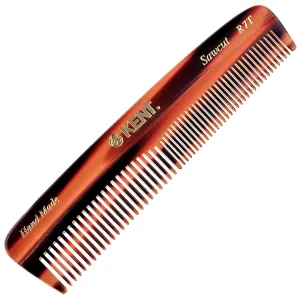 Kent R7T Fine and Wide Tooth Hair Comb - Handmade Pocket Comb for Men, Best Beard and Mustache Comb for Everyday Grooming and Styling - Sawcut, Made in England