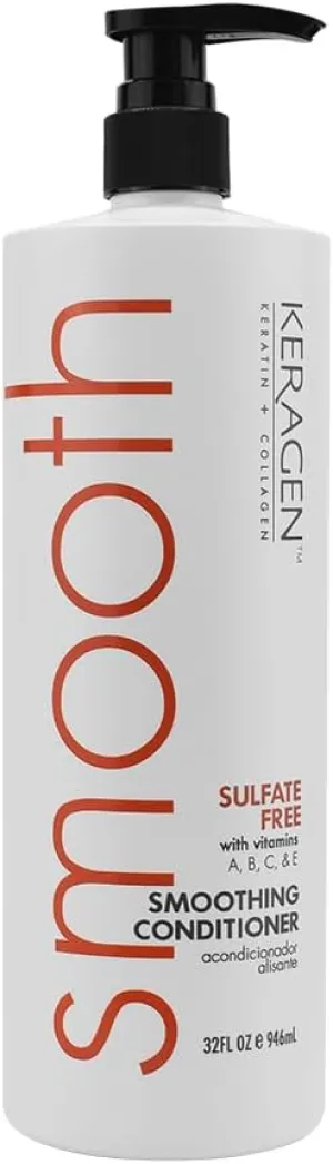KERAGEN - Smoothing Conditioner with Keratin and Collagen for All Hair Types, Sulfate Free, 32 Oz - Moisturizes, Strengthens, Protects Color and Repair - Panthenol, Vitamins, and Jojoba Oil