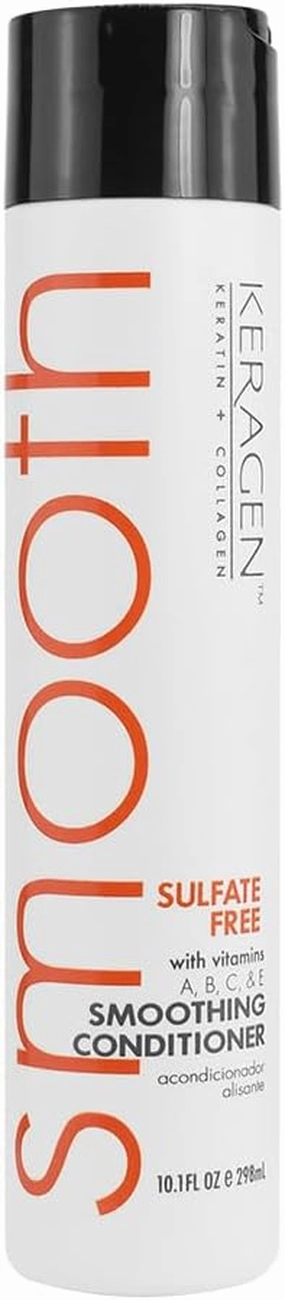 KERAGEN - Smoothing Conditioner with Keratin and Collagen for All Hair Types, Sulfate Free, 10 Oz - Moisturizes, Strengthens, Protects Color and Repair - Panthenol, Vitamins, and Jojoba Oil