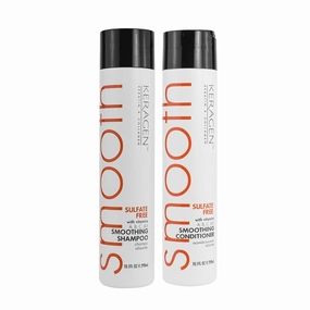 KERAGEN - Smoothing Shampoo and Conditioner Set with Keratin and Collagen for All Hair Types, Sulfate Free - Moisturizes, Strengthens, Protects Color, and Repairs 10 Oz Each