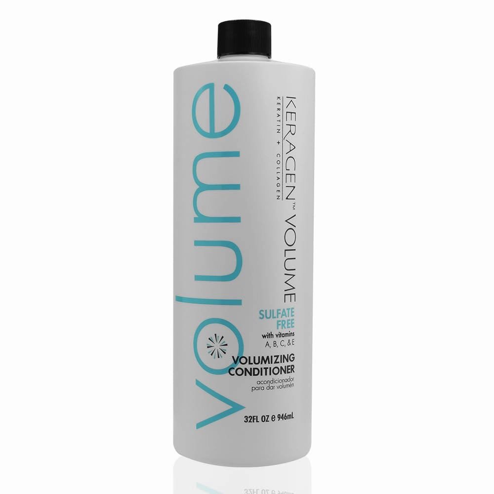KERAGEN - Volumizing Conditioner for Fine Hair with Keratin and Collagen, Sulfate Free 32 Oz - Add Thickness, Hydrates and Enhances Hair Volume, with Panthenol, Vitamins, and Jojoba Oil