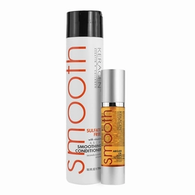 KERAGEN Duo: Smoothing Conditioner (10 Oz) - Sulfate-Free, Moisturizes, Strengthens, Protects Color   Moroccan Argan Oil (1.7 Oz) - Anti-Frizz Serum, Moisturizer, Brilliant Shine