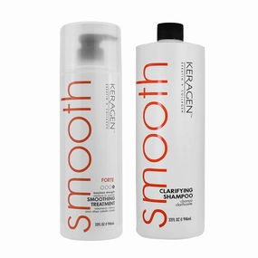 KERAGEN Hair Duo: Brazilian Keratin Smoothing Treatment (32 Oz)   Clarifying Shampoo (32 oz) - Forte Formula for Dry, Damaged Hair, Sulfate-Free, Eliminates Curls, Frizz