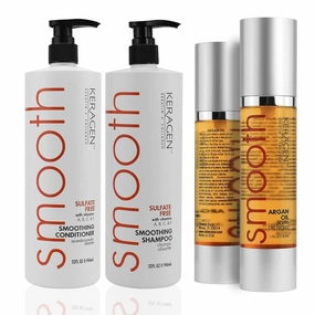 KERAGEN Hair Serum 1.7 Oz & Keratin Shampoo & Conditioner 32 Oz Bundle – Moisturizes, Strengthens, Protects Color, Repairs Hair