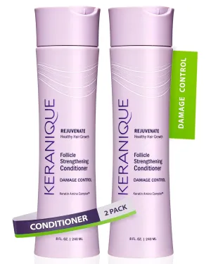 Keranique Damage Control Conditioner for Damaged Thinning Hair - Hydrating Treatment with Keratin for Dry Damaged Hair, 8 fl oz (pack of 2)