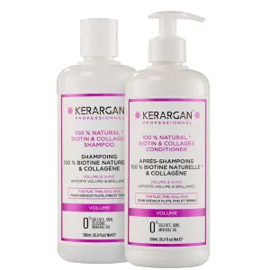 Kerargan - Volumizing Shampoo & Conditioner Duo with Biotin & Collagen - For Thin, Flat, Dull Hair - Boosts Shine & Strength - Sulfate-Free, GMO-Free, Silicone-Free, Mineral Oil-Free - 2x16.9 Fl oz