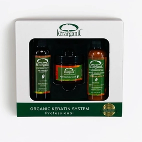 KERARGANIC® KERATIN HAIR TREATMENT SET, 3-STEP FORMALDEHYDE-FREE, WITH ARGAN OIL, 2oz BOTTLES (PRE-TREATMENT SHAMPOO, KERATIN TREATMENT AND MASK) - NOTE: 1 Application Shoulder Lenght Hair.