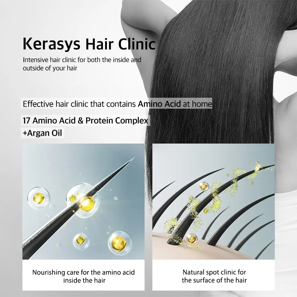 Kerasys Hair Clinic Protein Care System for Damaged Hair Argan Oil REPAIRING 20.2 fl oz / 600 ml (Shampoo   Conditioner Set)