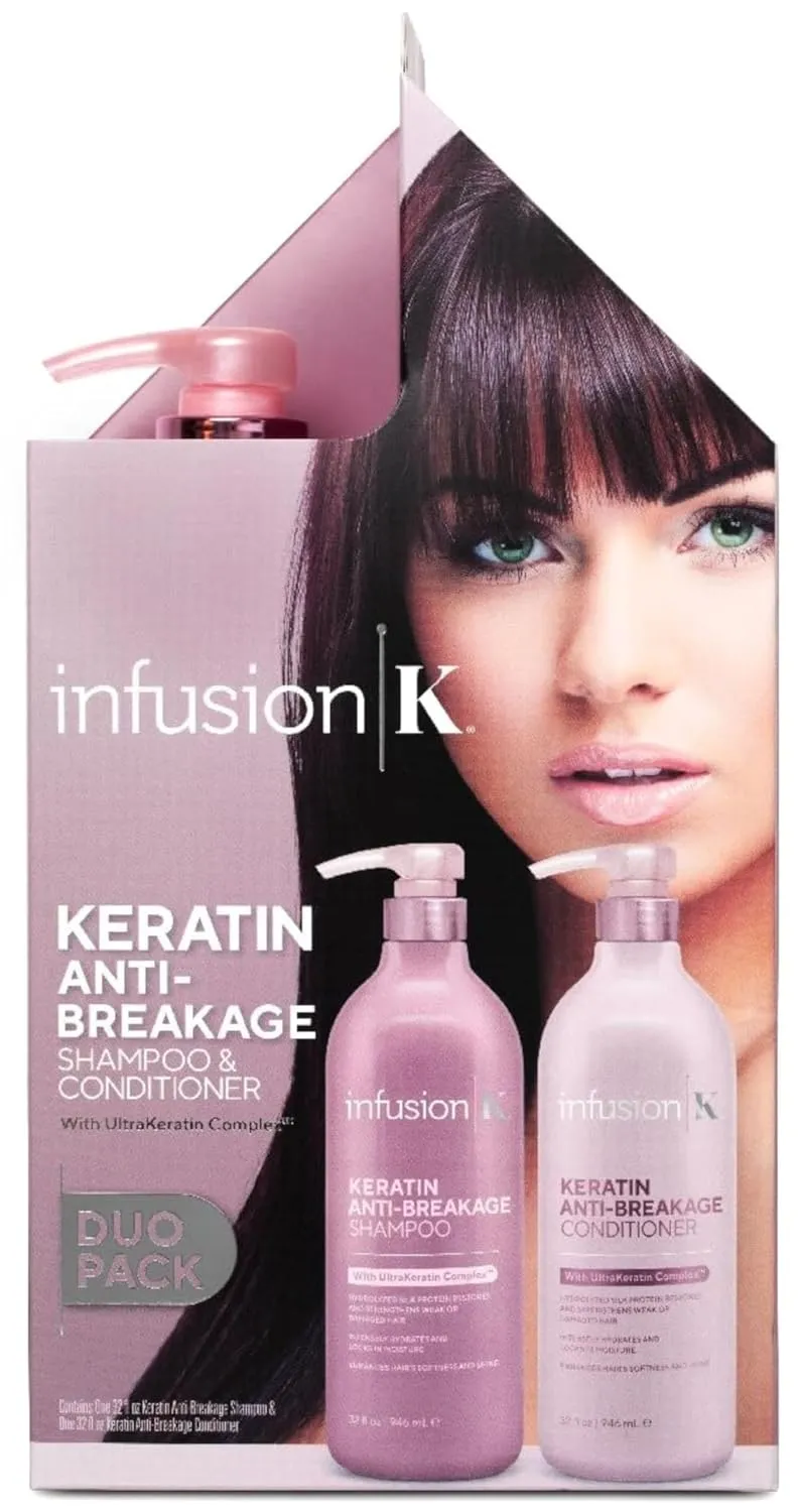Keratin Anti-Breakage Shampoo & Conditioner with UltraKeratin Complex | Hydrates & Strengthens | Enhances Softness & Shine | Color Safe | Paraben, Cruelty, & Sulfate Free - Duo Pack