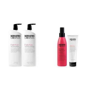 Keratin Complex - Color Care Smoothing Shampoo & Conditioner Duo - 33.8 fl oz Each & Keratin Obsessed 5 fl oz   Infusion Keratin Replenisher 4 fl oz