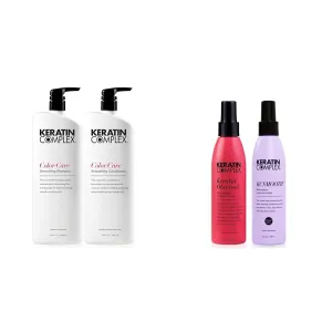 Keratin Complex - Color Care Smoothing Shampoo & Conditioner Duo - 33.8 fl oz Each & Keratin Obsessed 5 fl oz   KCSMOOTH Leave-In Lotion 5 fl oz