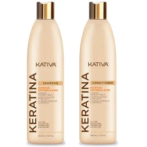 Keratin Shampoo and Conditioner Pack set of 2. Nutrition, Softeness and Shine without Sulfates. Salt and Parbens Free.