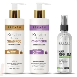 Keratin Smooth Shampoo & Conditioner & Serum | Professional, Smooth & Shine for Unisex, 550 ml