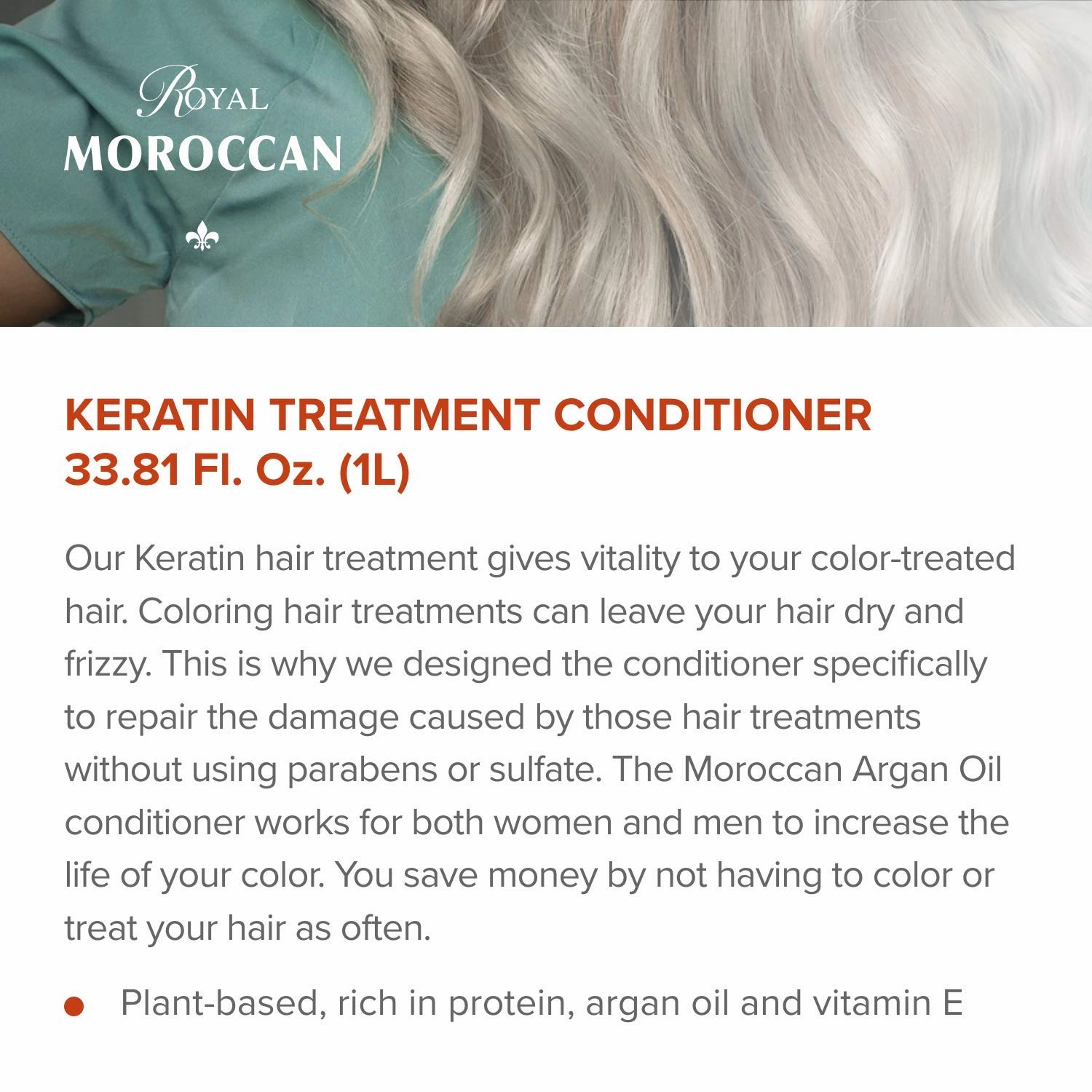 Keratin Conditioner Color Protection (1000 ml / 33.8 oz) Organic Argan Oil | Moisturizing Smoothing Keratin Conditioner Paraben & Sulfate Free Argan Oil | Keratin Hair Products.