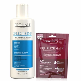 Keratin Hair Treatment Straightening-Formaldehyde Free Brazilian Protein Hair Treatment 3.4Oz & Equalize After Keratin Hair Mask for PH Control1.7Oz Conditioner for Keratin Treated Hair-Prohall