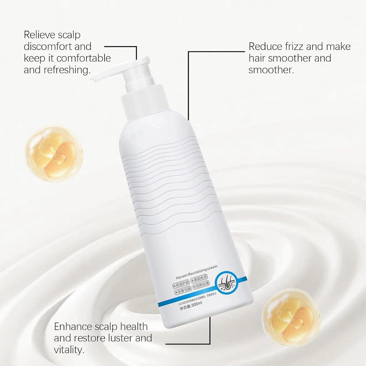 Keratin Revitalizing Cream, Consolidateh Keratin Revitalizing Cream, Leave-In & Moisture Deep Conditioner for Women, Keratin Boost Awakening Hair | 10 Fl Oz (Num, 1)