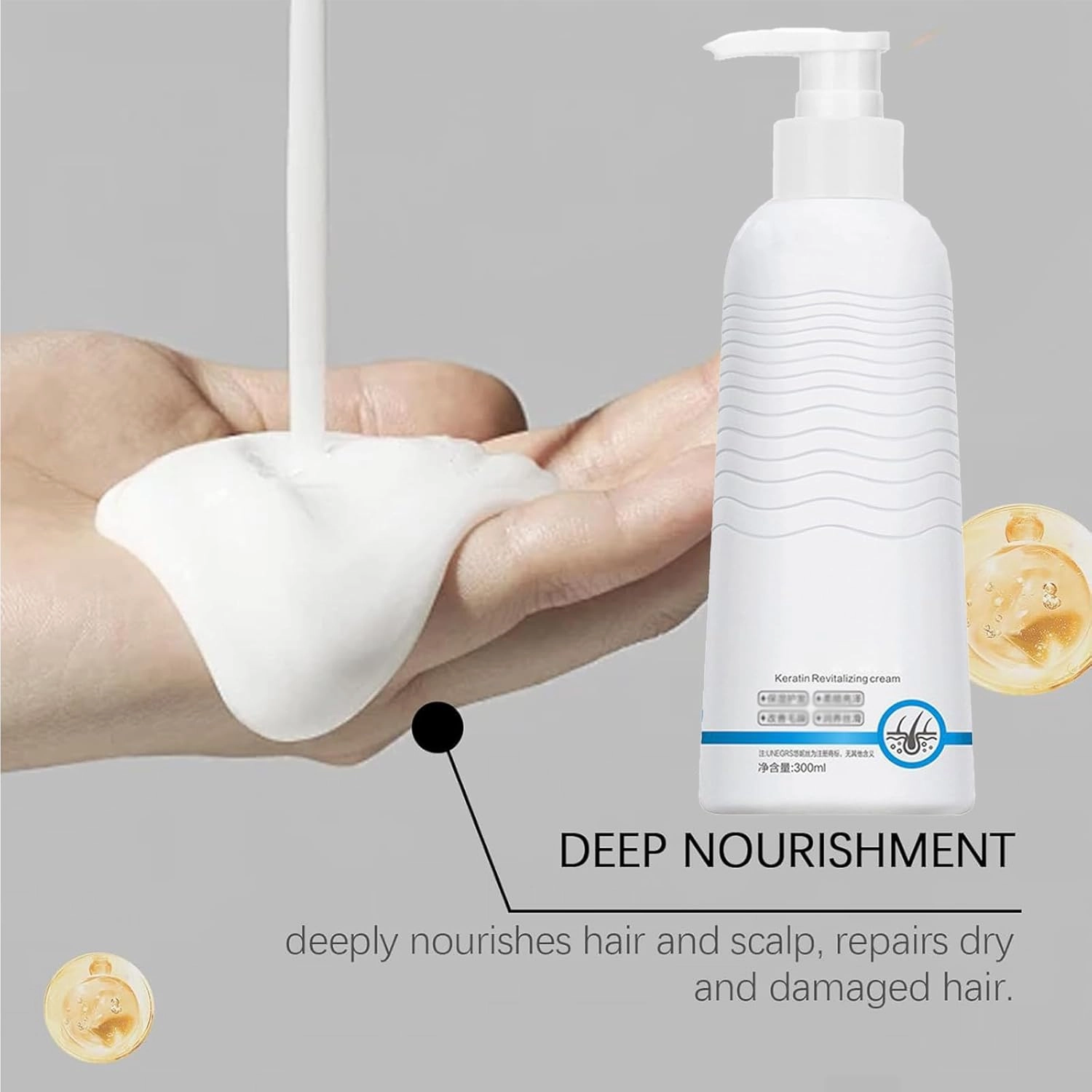 Keratin Revitalizing Cream, Consolidateh Keratin Revitalizing Cream, Leave-In & Moisture Deep Conditioner for Women, Keratin Boost Awakening Hair | 10 Fl Oz (Num, 1)