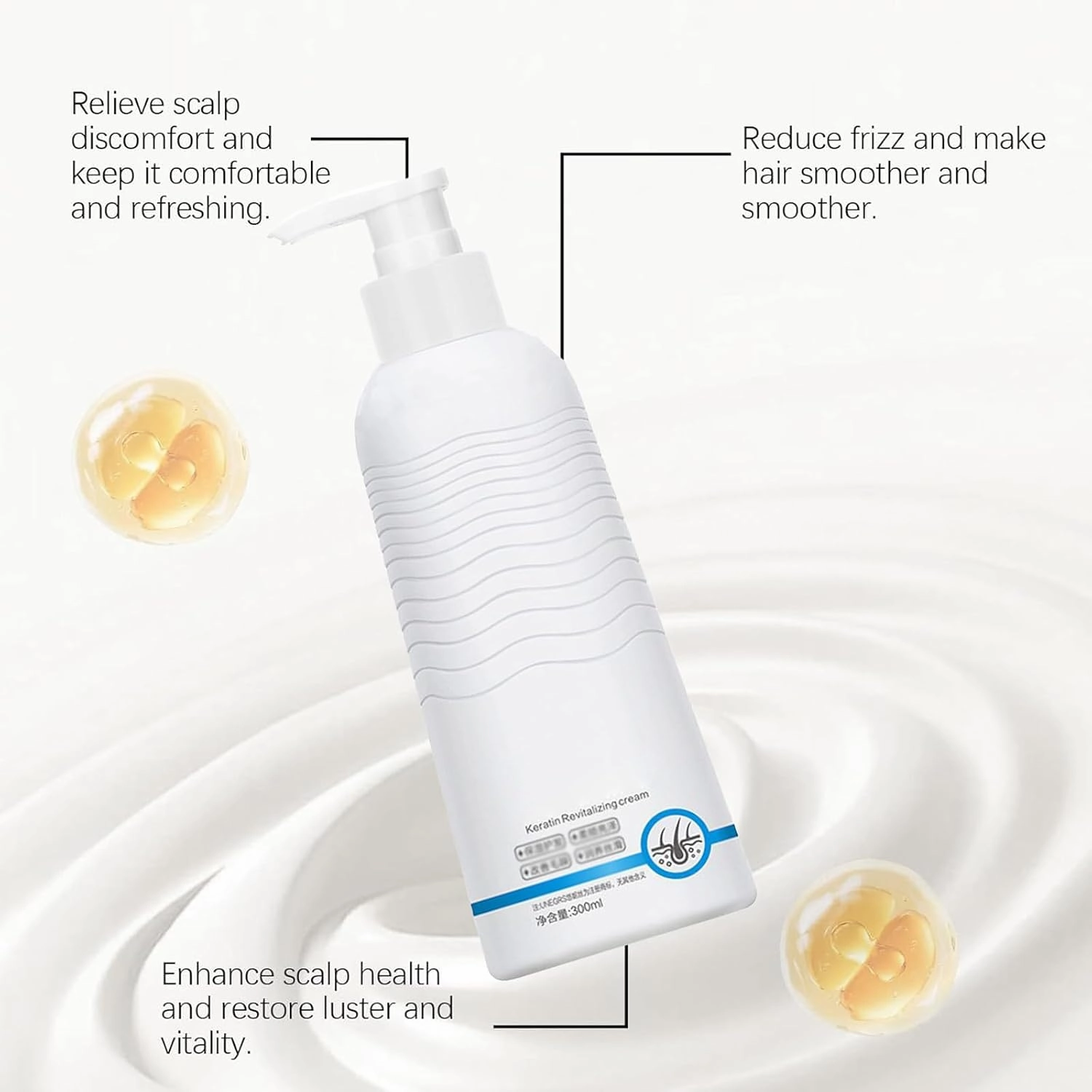 Keratin Revitalizing Cream, Consolidateh Keratin Revitalizing Cream, Leave-In & Moisture Deep Conditioner for Women, Keratin Boost Awakening Hair | 10 Fl Oz (Num, 3)