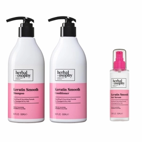Keratin Shampoo & Conditioner Set (2 x 16.9 Fl Oz) with Hair Serum - Smoothing, Nourishing & Moisturizing Formula for Damaged Hair