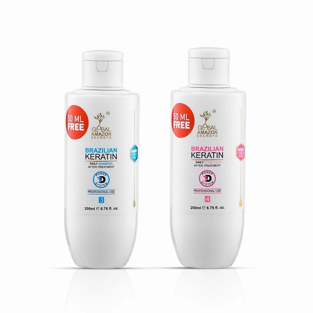 Keratin Shampoo and Conditioner combo 250ml each (Pack of 2) | Professional Smoother-Shinier Damage free Hair | Deep nourishment | Controls Frizz | Sulphate & Paraben Free |
