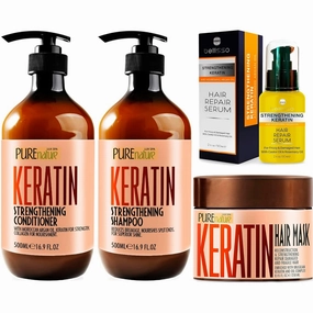 Keratin Shampoo and Conditioner Set and Keratin Hair Mask and Keratin Hair Serum