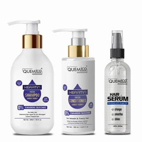 Keratin Shampoo and Conditioner Set with Hair Nourishing Serum - Silicone Free and Paraben Free - Keratin Treatment for Dry, Damaged, Curly & Frizzy Hair | Set of 3, 16.9 fl oz