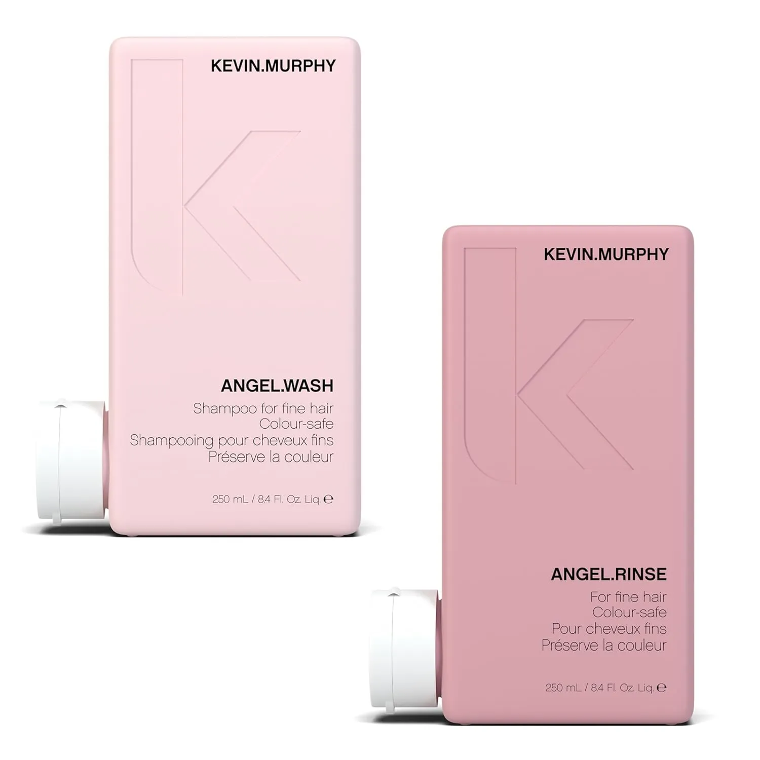 KEVIN.MURPHY ANGEL.WASH & RINSE - Restorative Shampoo & Hair Repair Conditioner - For Fine Coloured Hair - Colour Safe Conditioner - Sulphate & Paraben Free - 250 mL / 8.4 fl oz - 2 Pack